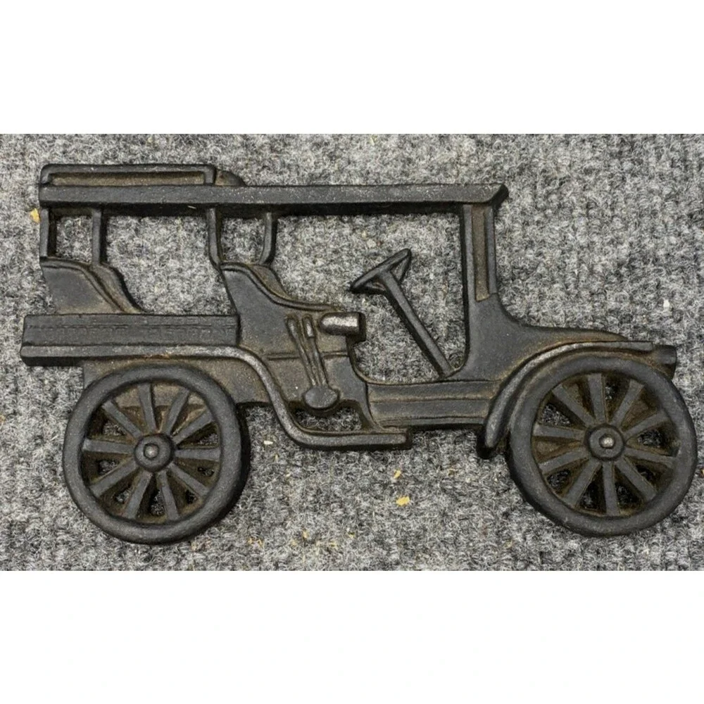 Black Cast Iron Wall Art Decor Vintage Car Automobile Metal Sculpture Lot of 4